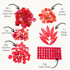 Red Mosaic Tile Starter Set – Ceramic, Glass, Vitreous Mix for Beginners
