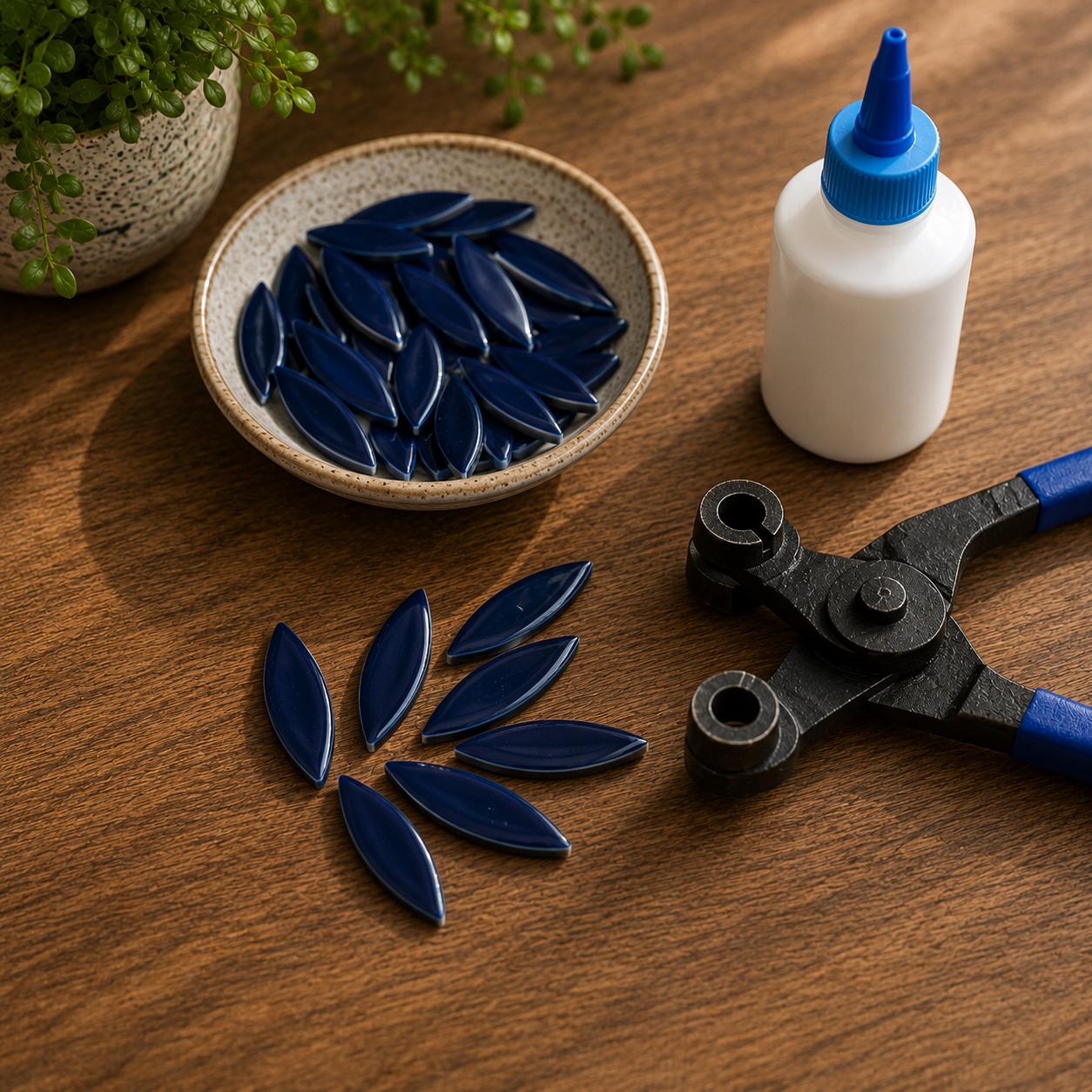 Blue Purple Mosaic Tile Starter Set – Ceramic, Glass, Vitreous Mix for Beginners