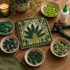 Green Mosaic Tile Starter Set – Ceramic, Glass, Vitreous Mix for Beginners