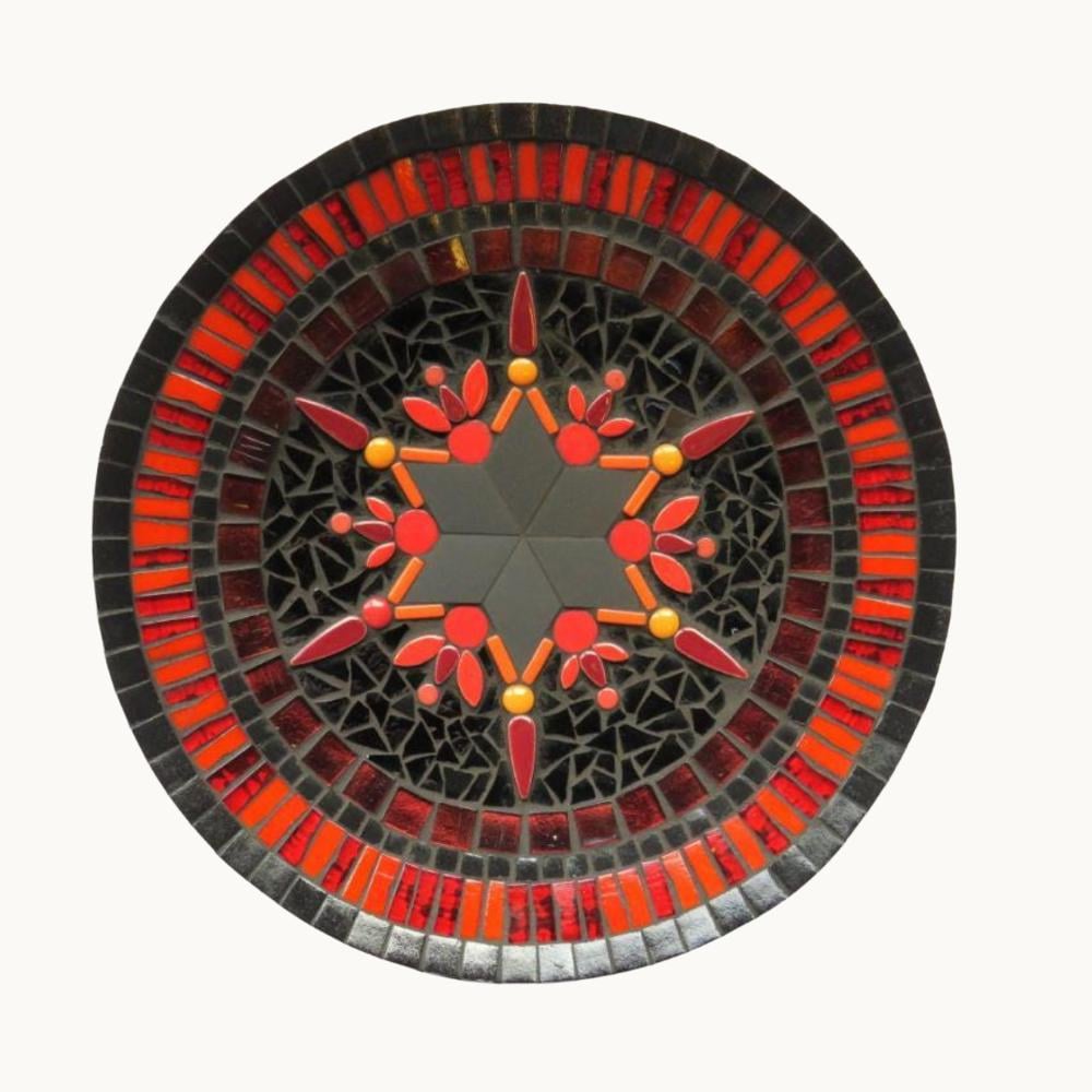 Red Star Bamboo Dish Mosaic Kit – Modern Mandala Design Craft Project