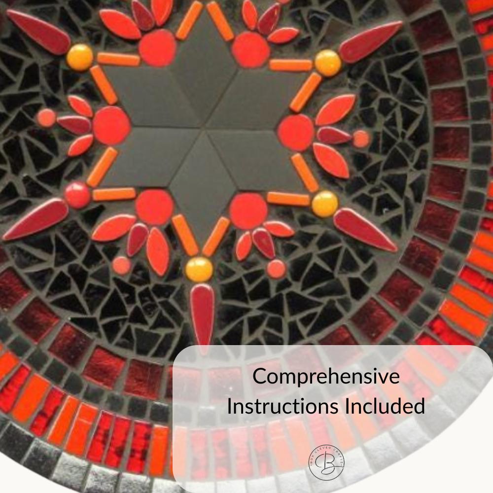 Red Star Bamboo Dish Mosaic Kit – Modern Mandala Design Craft Project