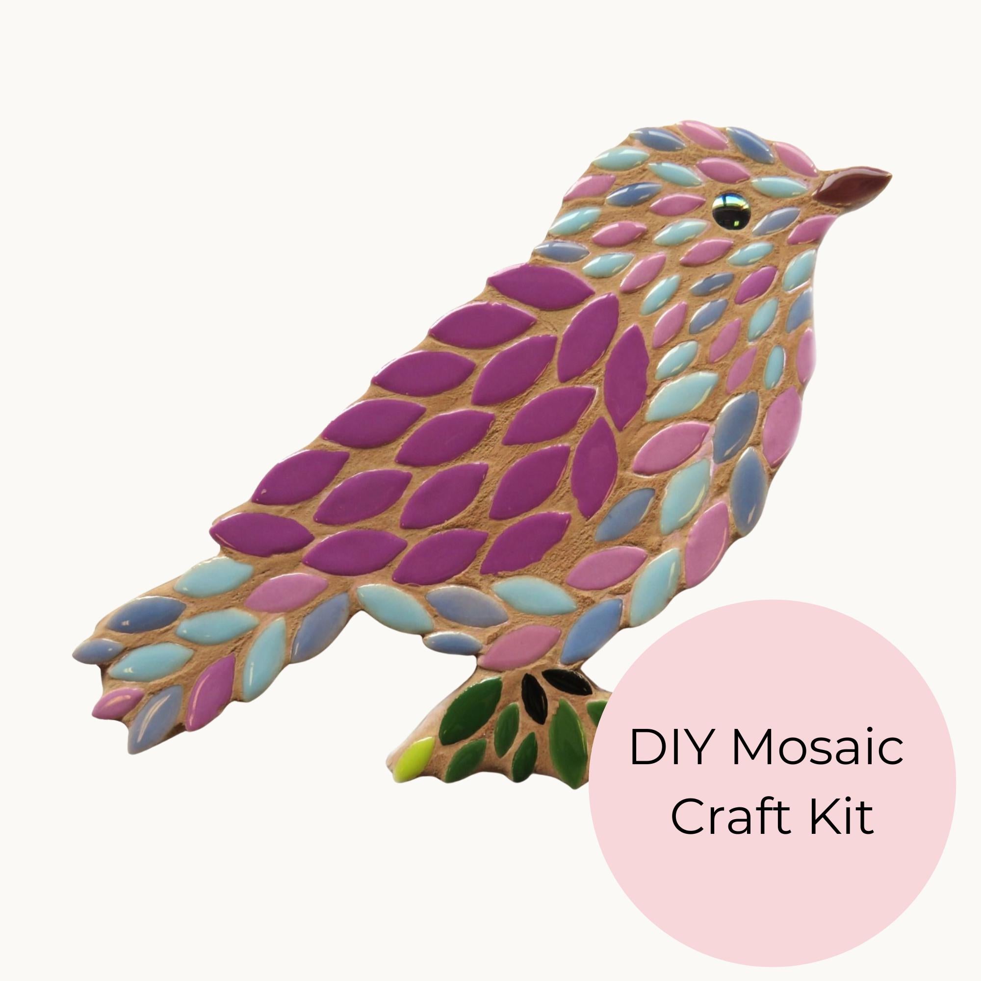 Freestanding Bird Mosaic Kit – Beginner-Friendly DIY Craft, 20cm Base