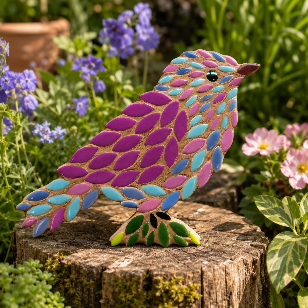 Freestanding Bird Mosaic Kit – Beginner-Friendly DIY Craft, 20cm Base