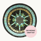 Teal Star Bamboo Dish Mosaic Kit – Modern Mandala Design - Perfect Gift Idea for Craft Lovers - Requires Tile Nippers