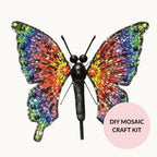 Large Garden Mosaic Monarch Butterfly Kit – Rainbow Colours, Includes Stake