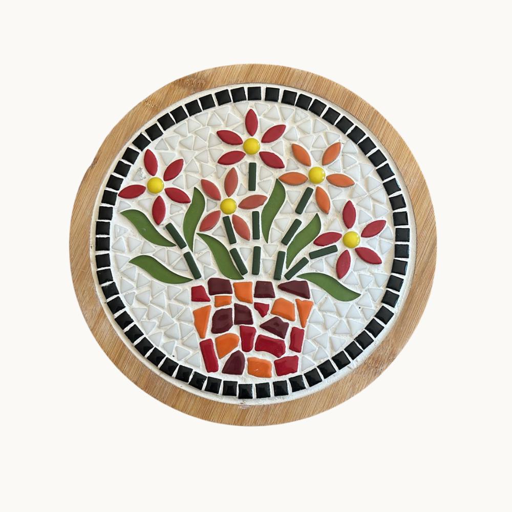 Floral Mosaic Trivet Kit | Beginner DIY Craft Project, No Cutting Required