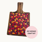 DIY Mosaic Food Platter Kit – Rustic Acacia Wood Serving Board, Beginner Craft Project