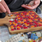 DIY Mosaic Food Platter Kit – Rustic Acacia Wood Serving Board, Beginner Craft Project