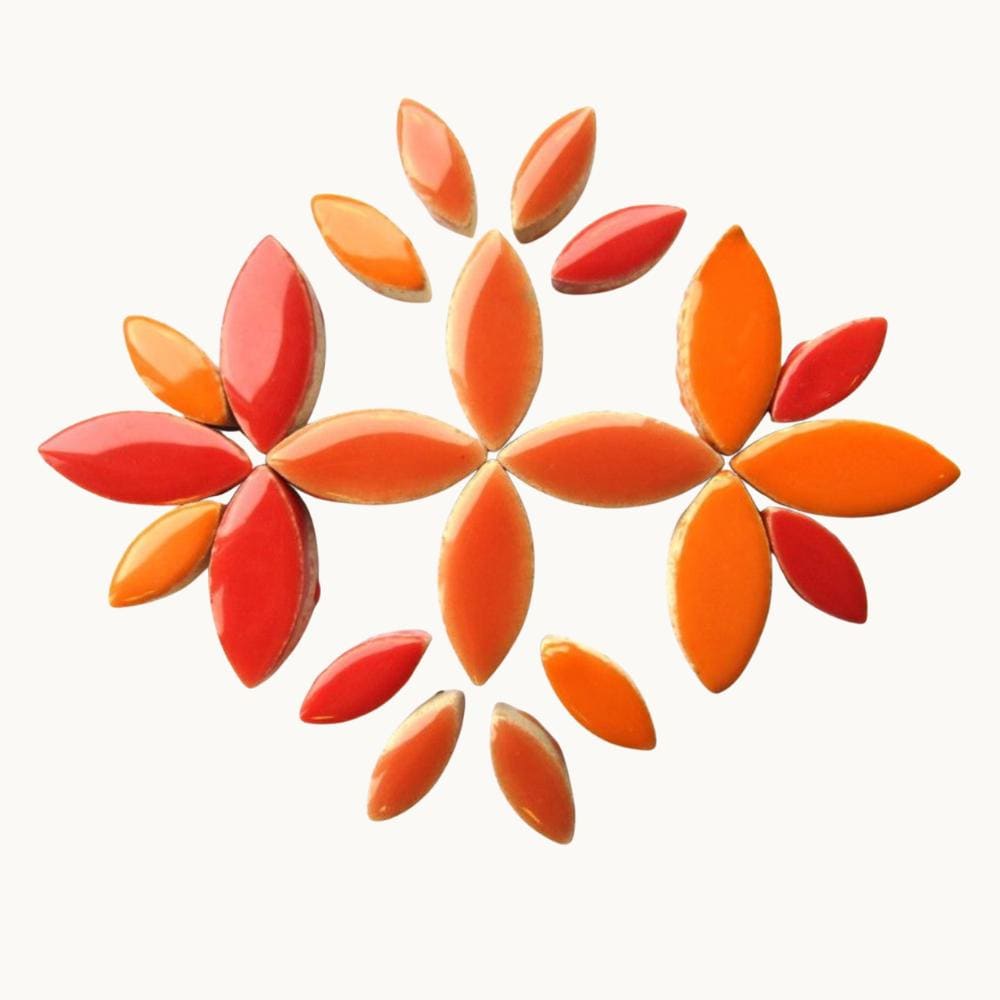 Kumquat Ceramic Mosaic Petals – Mixed Orange Tiles for Botanical Designs (50g)