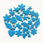 Thalo Blue Ceramic Charm Mix – Hearts, Flowers, Stars & Diamonds for Mosaics 50g Ceramic embellishment for mosaic art