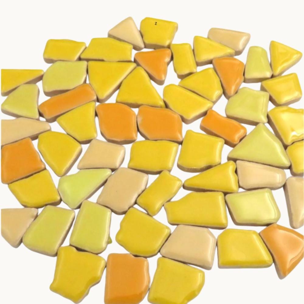 Sunflower Yellow Jigsaw Mosaic Tiles – Ceramic Mix, No-Cut Pieces