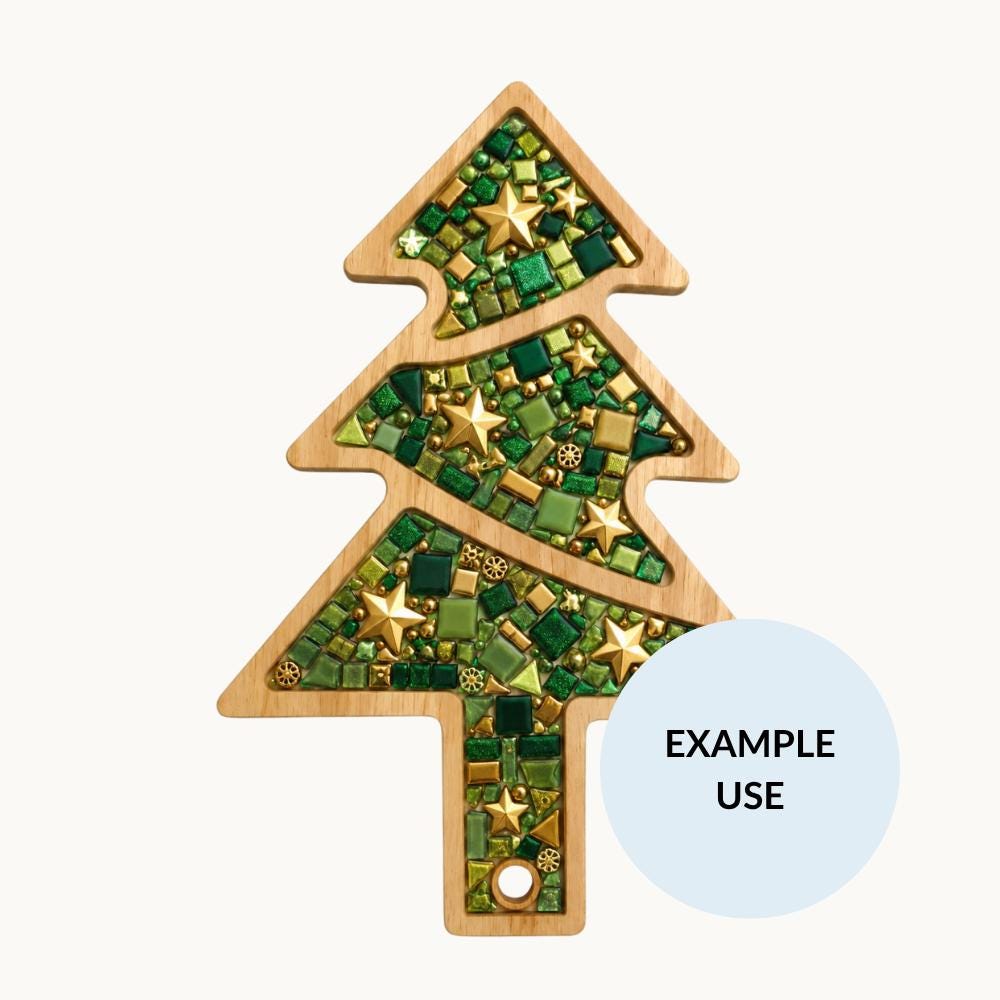 Acacia Wood Christmas Tree Mosaic Base – 40cm Inlay Board for Festive Tray Crafts