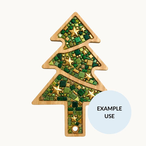 Acacia Wood Christmas Tree Mosaic Base – 40cm Inlay Board for Festive Tray Crafts