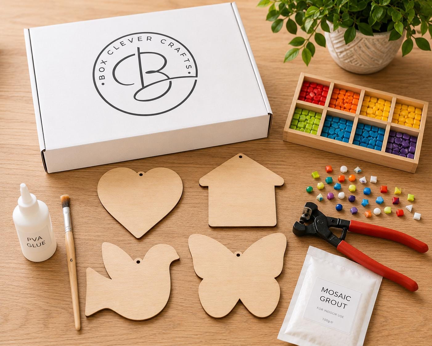 Beginner Mosaic Starter Kit – 4 Mini Mosaic Projects with Tools and Instructions Included