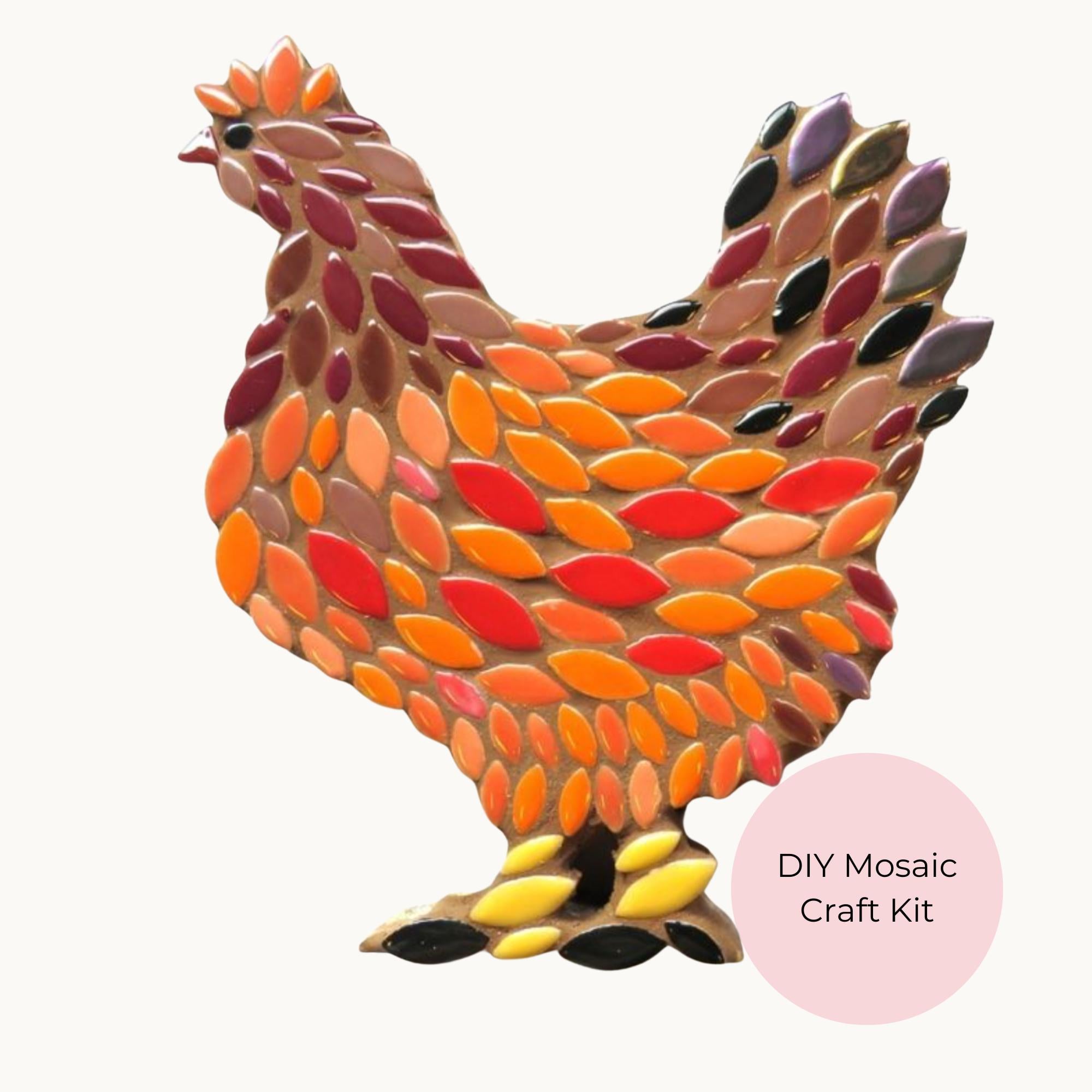 Mosaic Hen Kit – Freestanding Kitchen Ornament, Beginner Craft