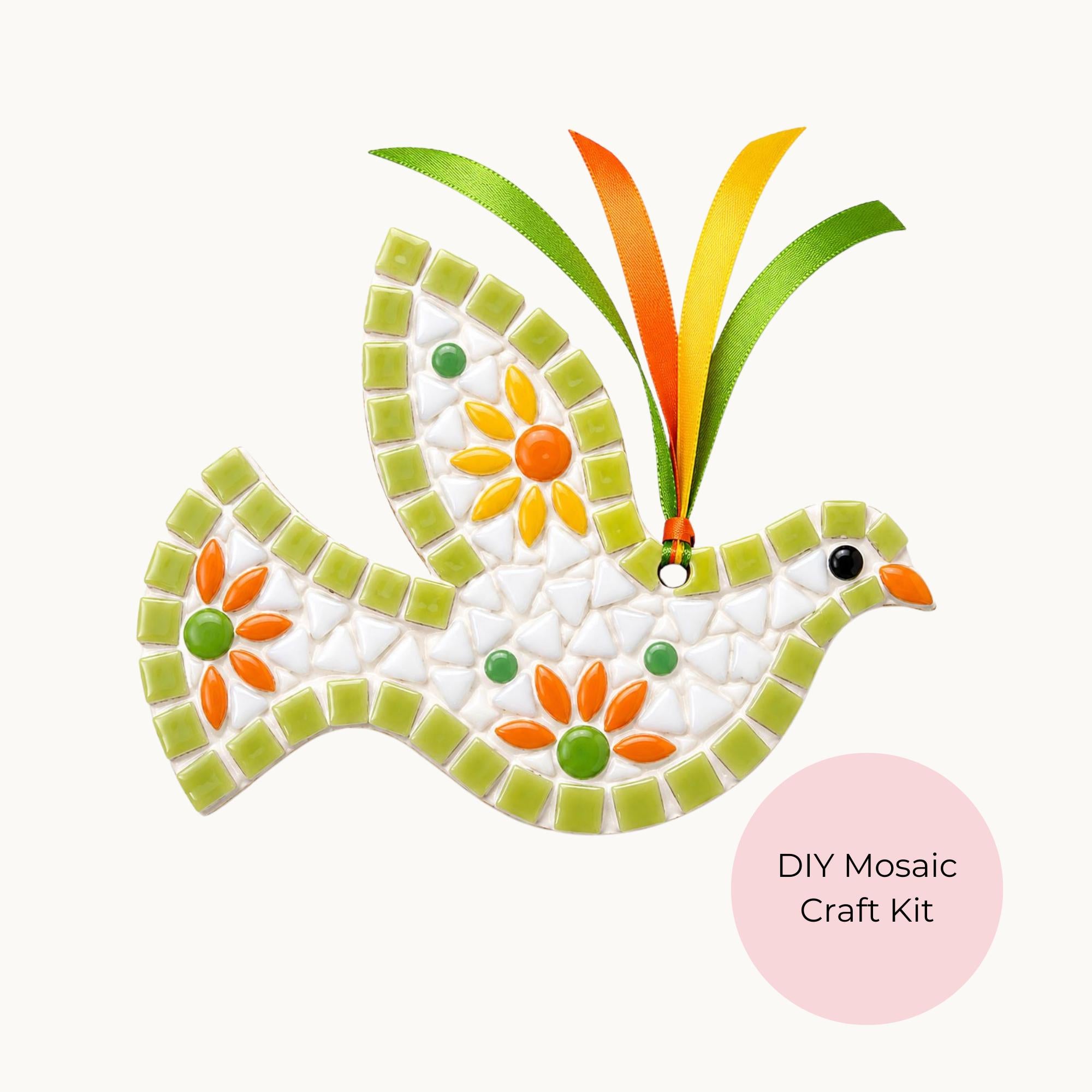Beginner Dove Mosaic Kit – No Cutting Required, All-Inclusive Craft Project