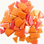 Sunburst Orange Snippet Mix – Sintered Glass Jigsaw Style Mosaic Tiles | 100g Pack | Mosaic Supplies