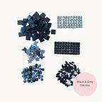 Black and Grey Mosaic Tile Starter Set – Ceramic, Glass, Vitreous Mix for Beginners