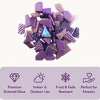 Mistral Purple Snippet Mix – Sintered Glass Jigsaw Style Mosaic Tiles | 100g Pack | Mosaic Supplies