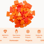 Sunburst Orange Snippet Mix – Sintered Glass Jigsaw Style Mosaic Tiles | 100g Pack | Mosaic Supplies