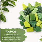Foliage Greens Snippet Mix – Sintered Glass Jigsaw Style Mosaic Tiles | 100g Pack | Mosaic Supplies