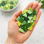 Foliage Greens Snippet Mix – Sintered Glass Jigsaw Style Mosaic Tiles | 100g Pack | Mosaic Supplies