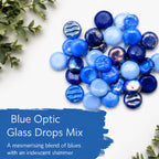 Blue Mix 12mm Optic Drops for Mosaic Artwork – Recycled Glass Tiles (50g Pack)
