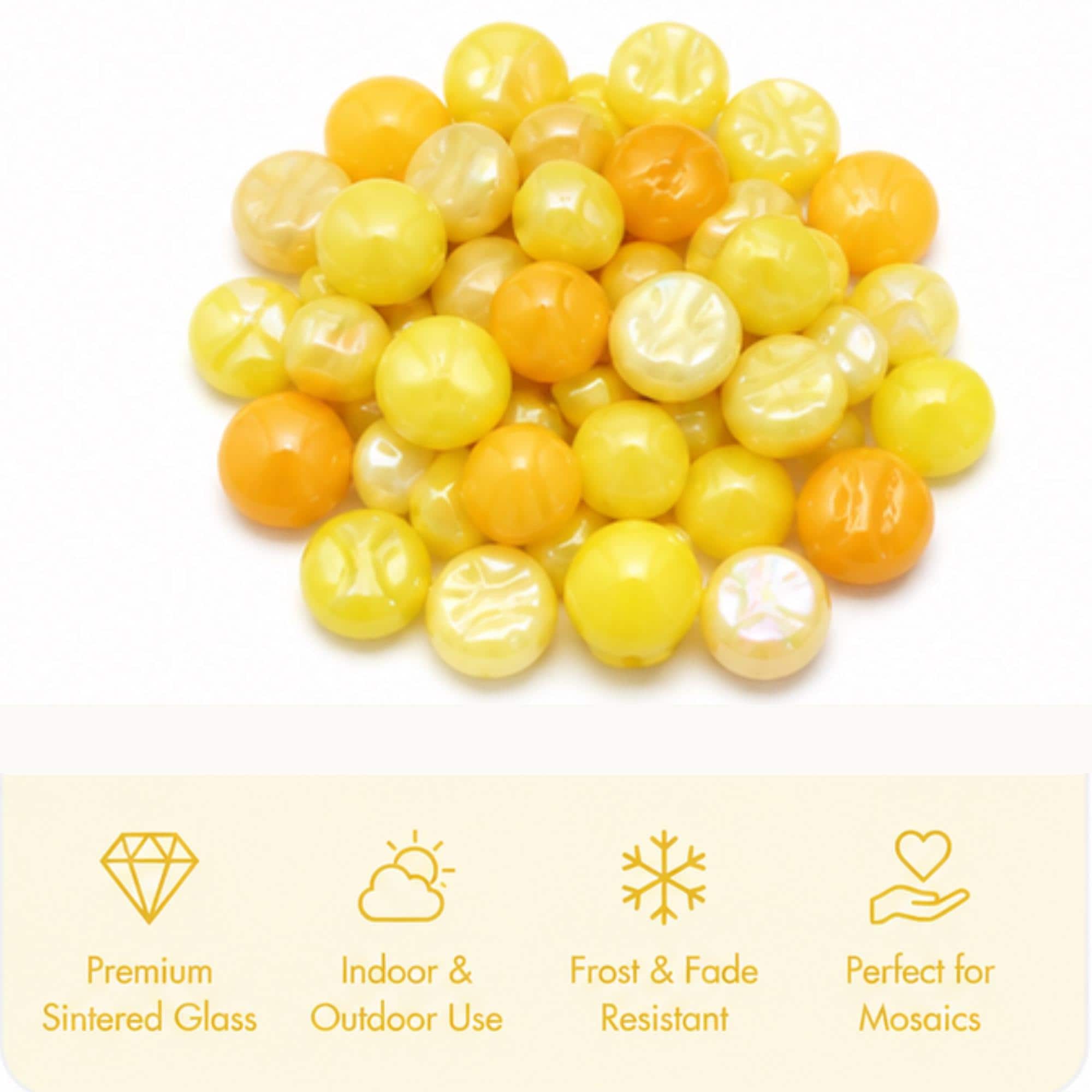 Sunburst Yellow and Amber 12mm Optic Drops for Mosaic Art Crafts & Embellishments (50g pack)