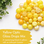 Sunburst Yellow and Amber 12mm Optic Drops for Mosaic Art Crafts & Embellishments (50g pack)