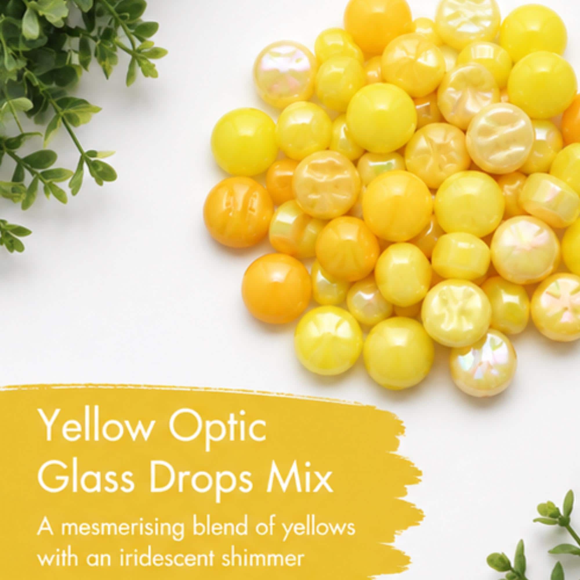 Sunburst Yellow and Amber 12mm Optic Drops for Mosaic Art Crafts & Embellishments (50g pack)