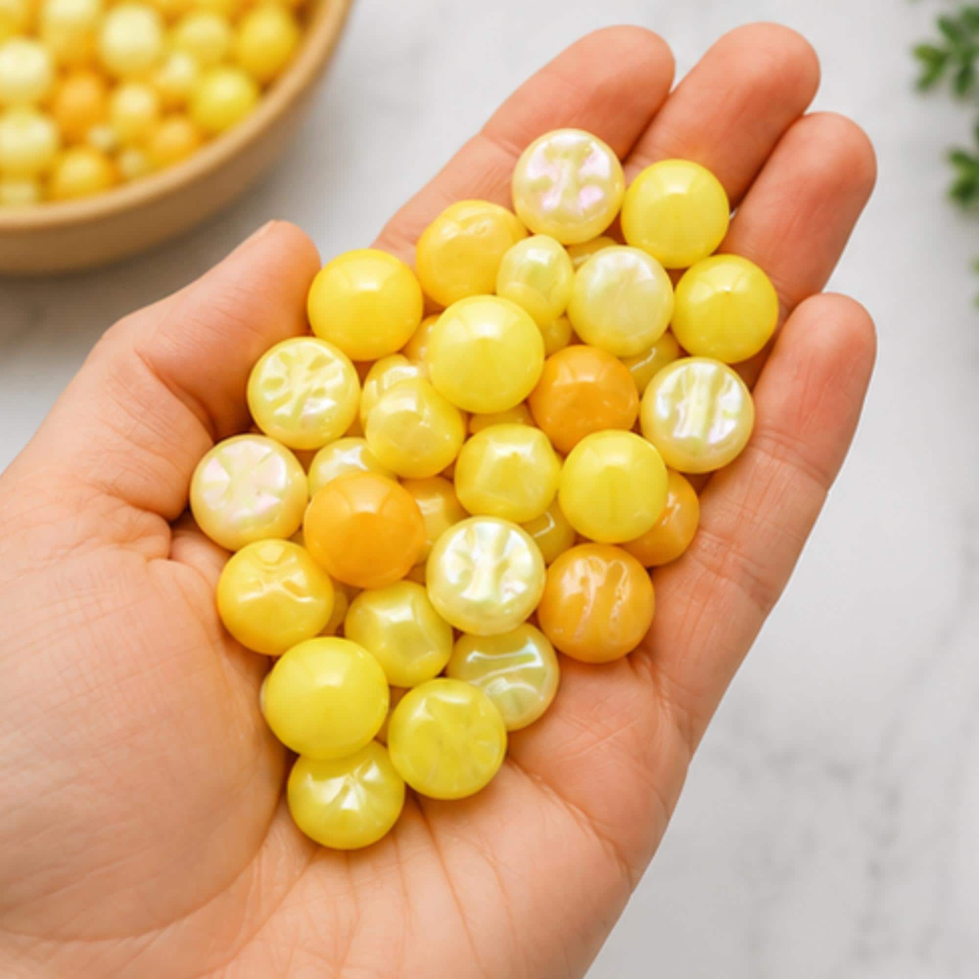 Sunburst Yellow and Amber 12mm Optic Drops for Mosaic Art Crafts & Embellishments (50g pack)