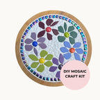 Rainbow Blooms Mosaic Trivet Kit | Beginner Mosaic Kit | DIY Mosaic Craft Kit | Colourful Flower Mosaic | No Cutting Required
