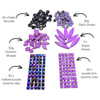Purple Mosaic Tile Starter Set – Ceramic, Glass, Vitreous Mix for Beginners