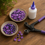 Purple Mosaic Tile Starter Set – Ceramic, Glass, Vitreous Mix for Beginners