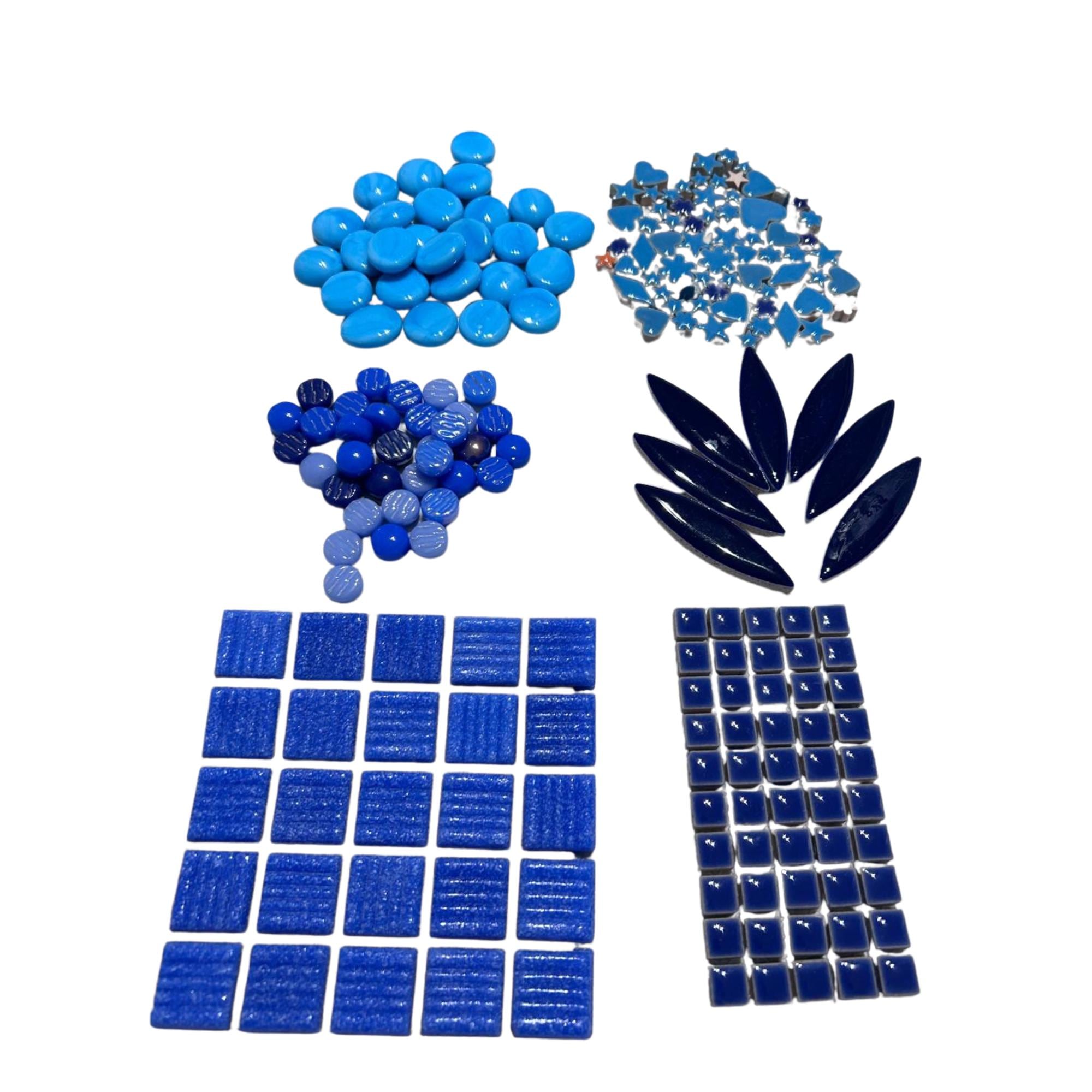 Blue Purple Mosaic Tile Starter Set – Ceramic, Glass, Vitreous Mix for Beginners