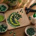 Green Mosaic Tile Starter Set – Ceramic, Glass, Vitreous Mix for Beginners