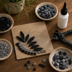 Black and Grey Mosaic Tile Starter Set – Ceramic, Glass, Vitreous Mix for Beginners