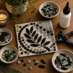 Black and Grey Mosaic Tile Starter Set – Ceramic, Glass, Vitreous Mix for Beginners