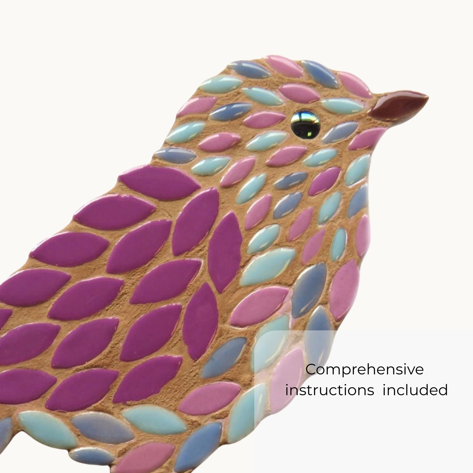Freestanding Bird Mosaic Kit – Beginner-Friendly DIY Craft, 20cm Base