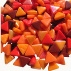 Mini Triangle Mosaic Tiles – Red Orange Sunset Mix for Artwork (50g Pack)