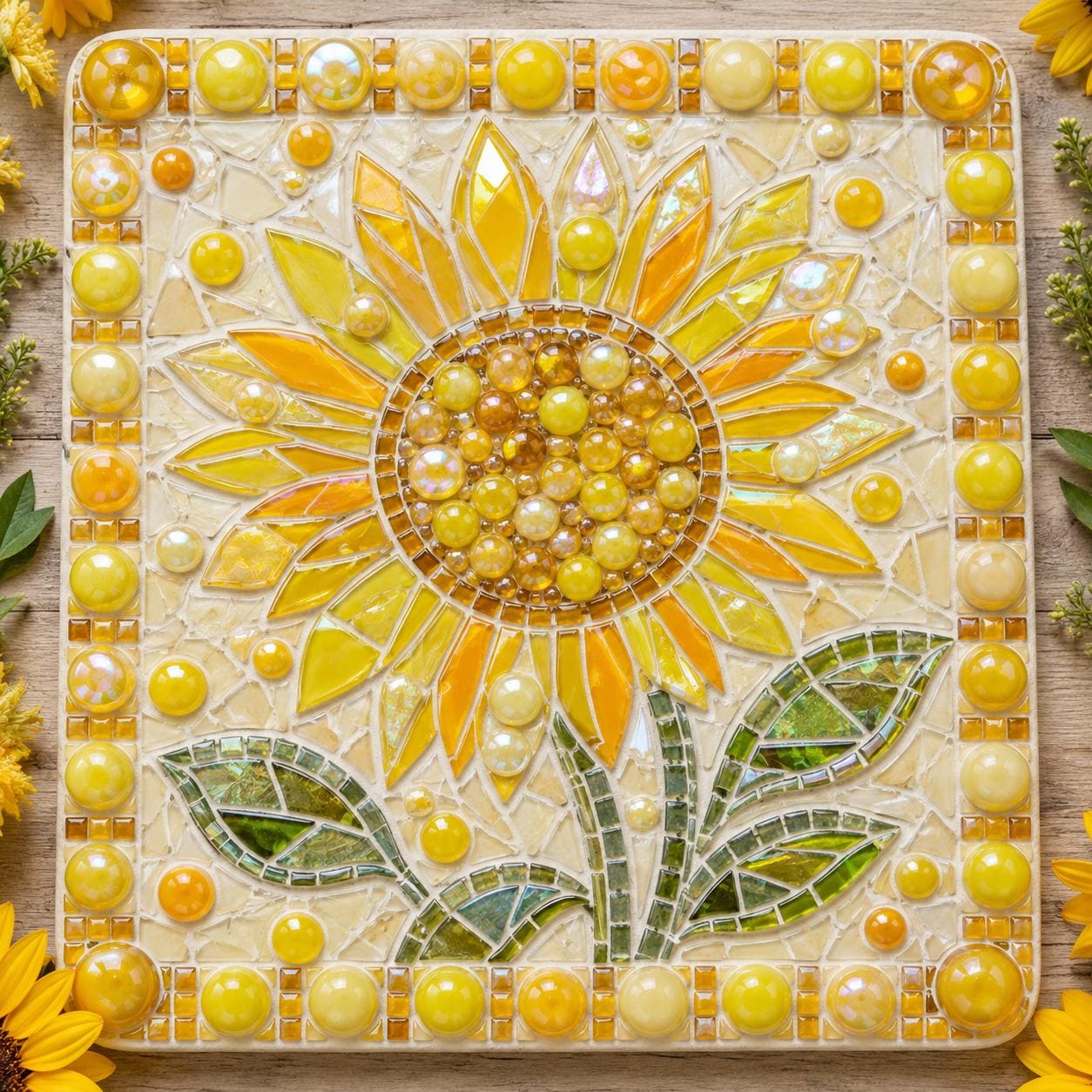 Sunburst Yellow and Amber 12mm Optic Drops for Mosaic Art Crafts & Embellishments (50g pack)