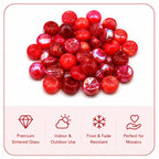 Scarlet Desire Iridescent Glass Gems | 12mm Red Optic Drops for Mosaics (50g)