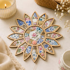 Laser Cut Wooden Sunflower Mosaic Base | 20cm Craft Shape for Broken China