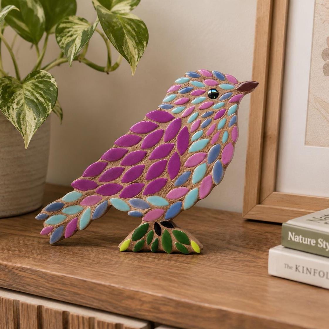Freestanding Bird Mosaic Kit – Beginner-Friendly DIY Craft, 20cm Base