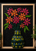 3D Midnight Blooms Flower Vase Mosaic Kit | Framed Mosaic Craft Kit | DIY Mosaic Wall Art Craft Kit | Beginner to Intermediate Mosaic Kit