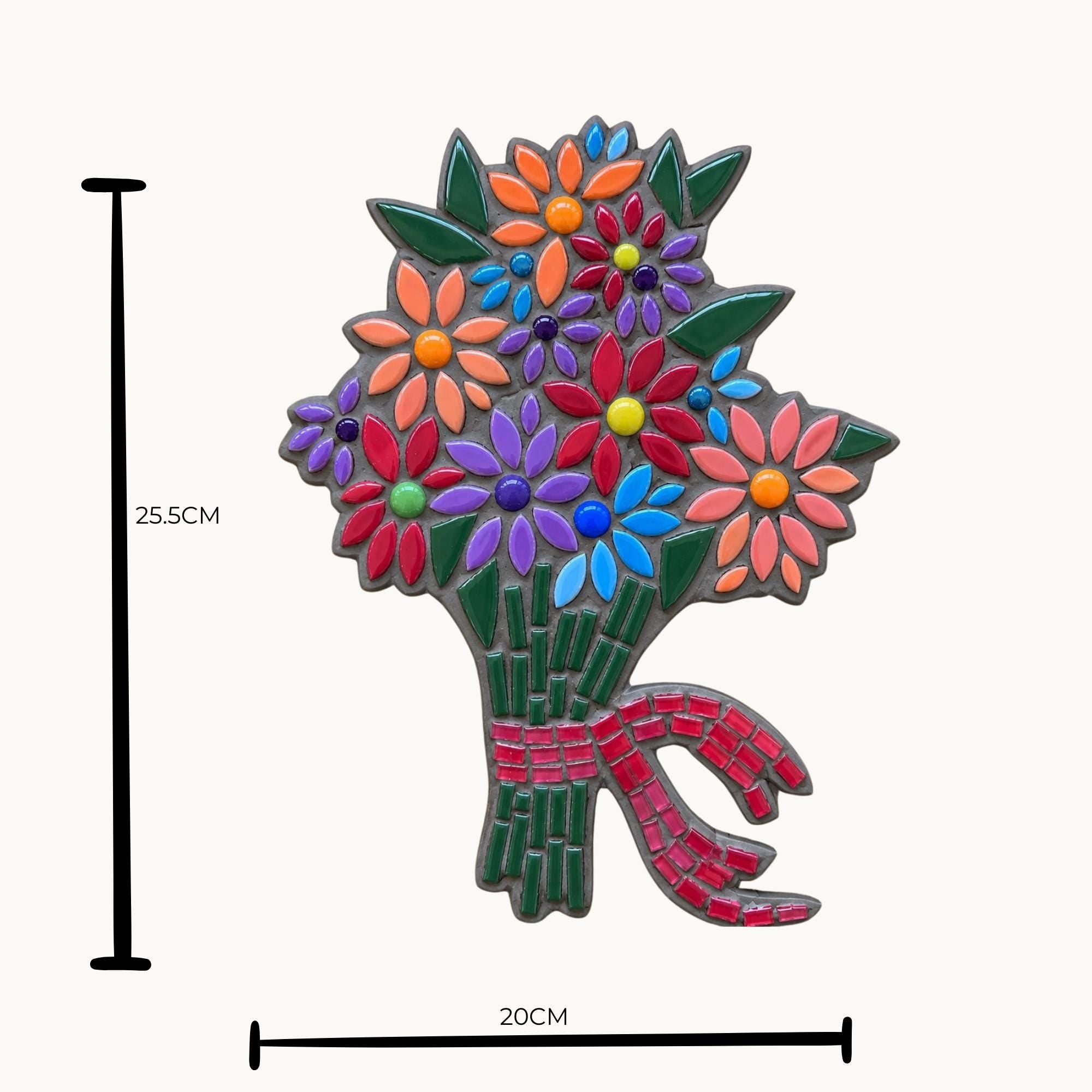 Bright Blooms Bouquet Mosaic Craft Kit | DIY Mosaic Wall Art | Ceramic Tile Craft Kit | Beginner to Intermediate Mosaic Kit