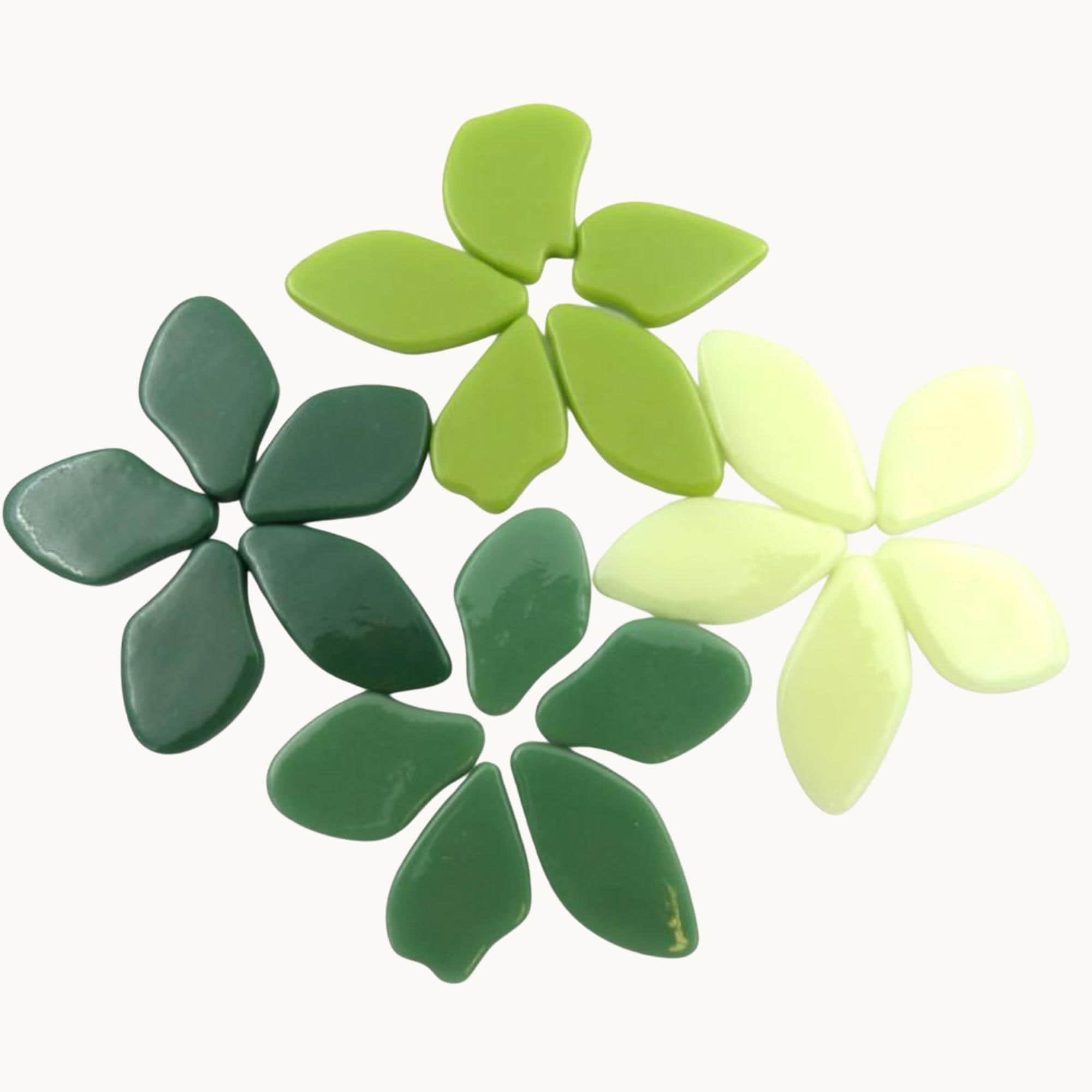 Recycled Glass Mosaic Petals – Free Form Green Mix (15 Piece)