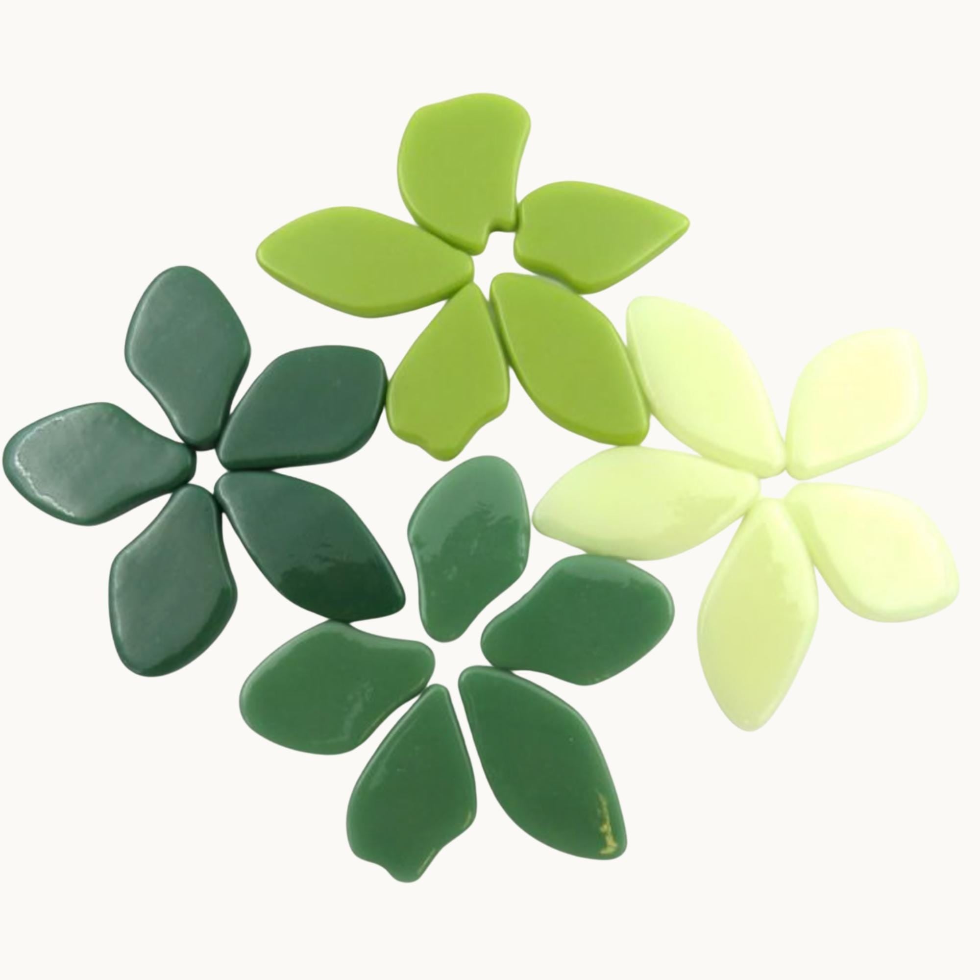 Recycled Glass Mosaic Petals – Free Form Green Mix (15 Piece)