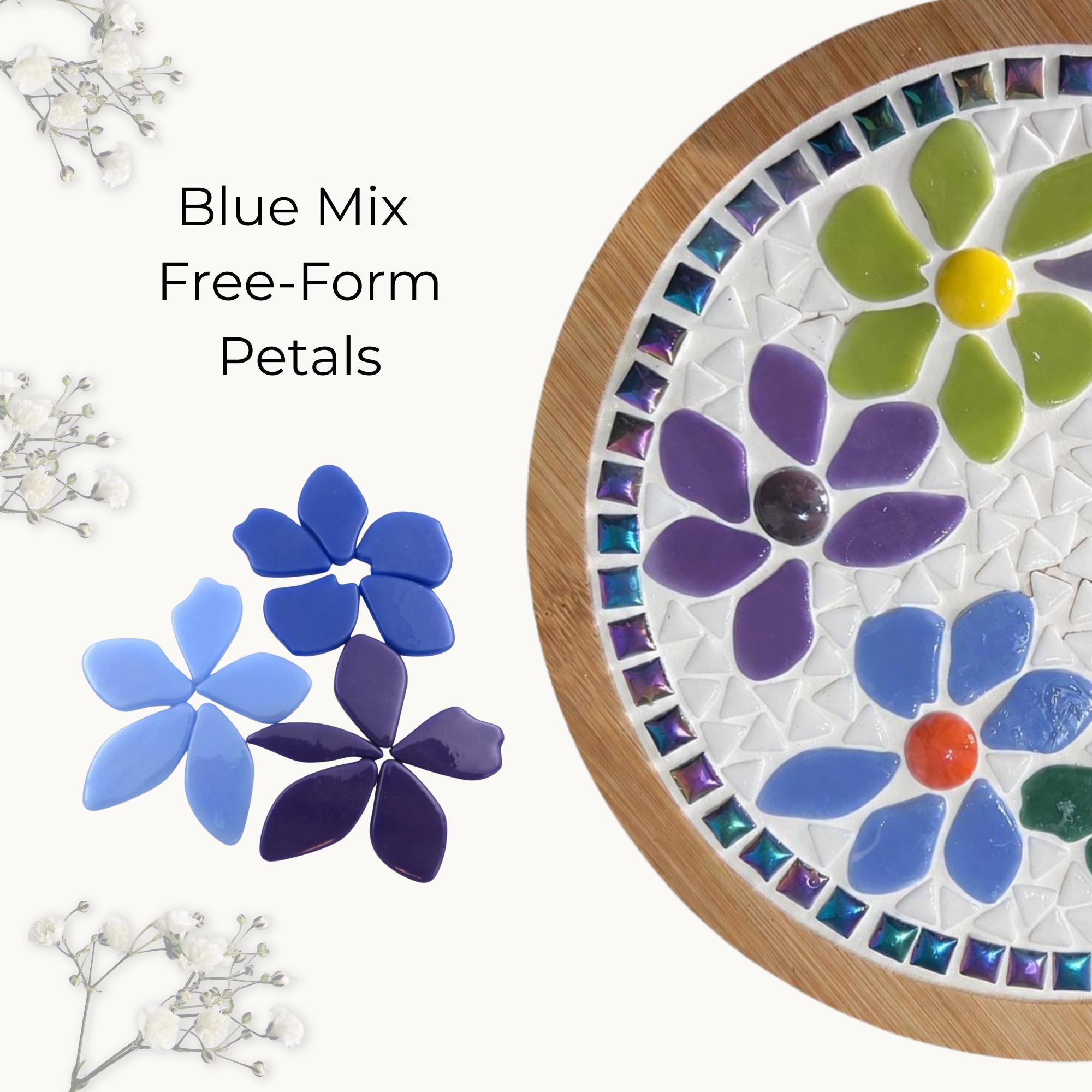 Recycled Glass Mosaic Petals – Free Form Purple Mix, 15 Piece Craft Supplies