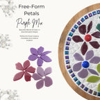 Recycled Glass Mosaic Petals – Free Form Purple Mix, 15 Piece Craft Supplies